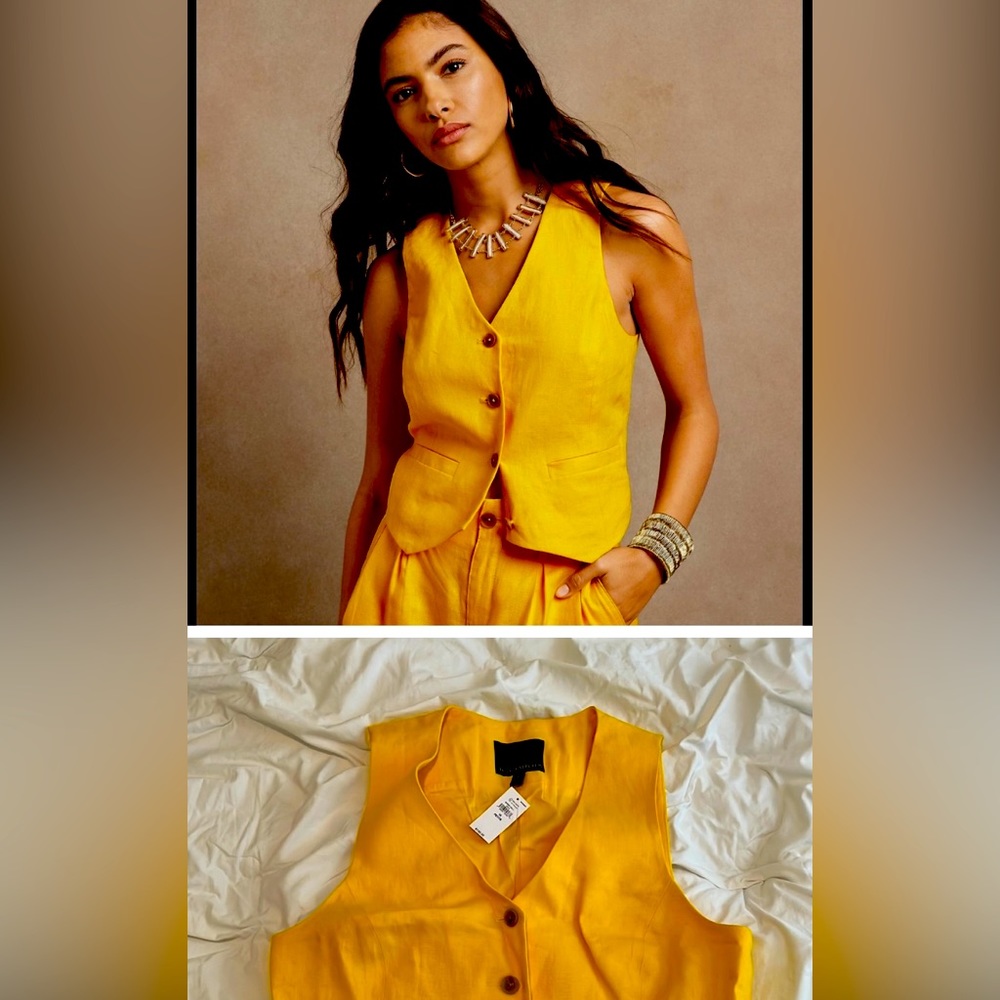 ISO banana republic yellow linen vest